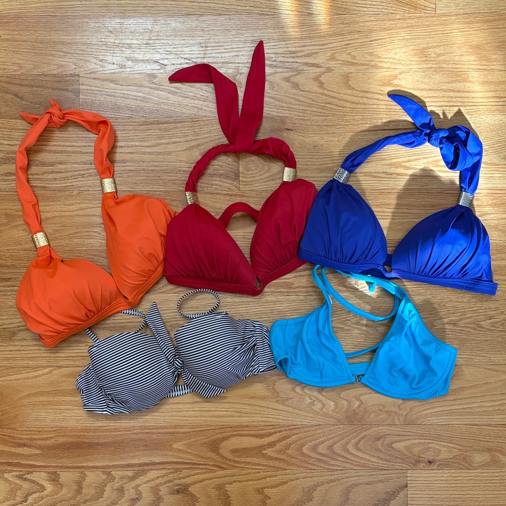 VENUS Swim Bikinis Tops Bundle -Orange, Red, Blue, Turquoise, Black and White